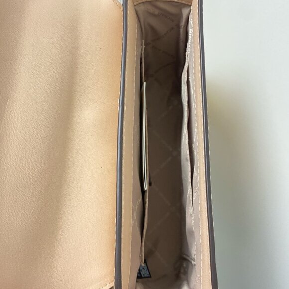 Michael Kors 35T1GKSF5E Kors Small Crocodile Embossed Flap Shoulder Bag in Buff - Picture 7 of 10